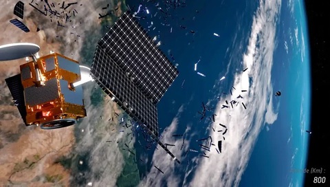 Vệ tinh Nga nổ tung trên quỹ đạo, phi hành gia ISS phải ẩn náu- Ảnh 1. Mô phỏng sự cố một vệ tinh nổ tung trên quỹ đạo Trái Đất - Ảnh: ESA