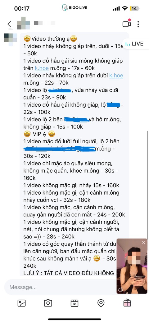 Sốc với chợ tình trên mạng - Kỳ 1: Livestream kèo sex chỉ 50.000 đồng- Ảnh 4. Các báo giá album, video chính chủ được nhiều “girl xinh” rao bán trên mạng - Ảnh chụp màn hình