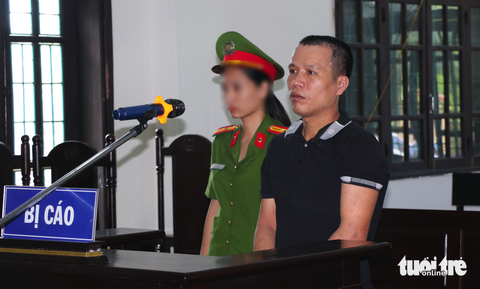 Mang lựu đạn giả đi cướp ngân hàng để chơi game, trả nợ- Ảnh 1. Bị cáo Linh tại phiên tòa sơ thẩm ngày 28-6 - Ảnh: DOÃN HÒA