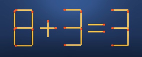 Thử tài IQ: Di chuyển một que diêm để 8+3=3 thành phép tính đúng- Ảnh 1.