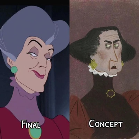 Các nhân vật phản diện Disney từ phác thảo cho đến hoàn thành- Ảnh 5. Lady Tremaine là nhân vật phản diện chính trong bộ phim hoạt hình Cinderella năm 1950 của Disney.