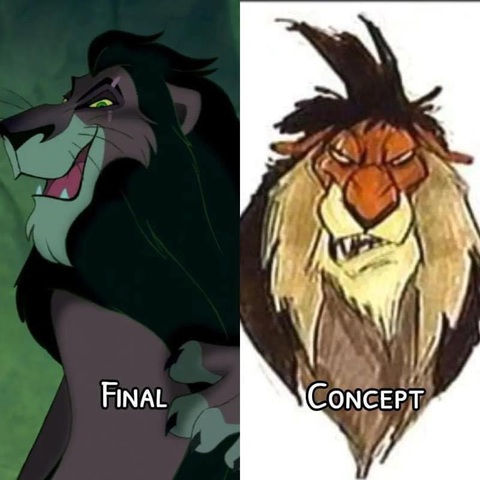 Các nhân vật phản diện Disney từ phác thảo cho đến hoàn thành- Ảnh 14. Scar là nhân vật phản diện chính trong bộ phim hoạt hình năm 1994 của Disney - The Lion King.