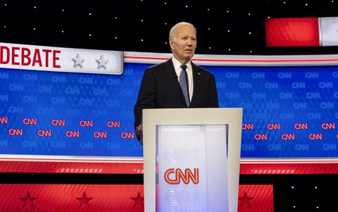 Tổng thống Mỹ Joe Biden tham gia tranh luận tổng thống hôm 27-6 - Ảnh: AFP Tổng thống Mỹ Joe Biden tranh luận hôm 27-6 - Ảnh: AFP