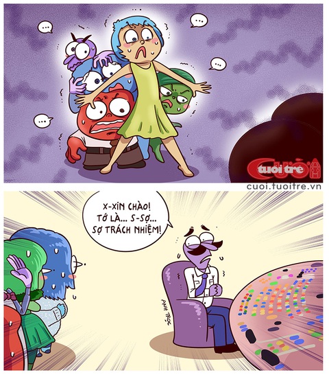 Ngài Sợ Hãi khác lạ trong Inside Out- Ảnh 1. Ngài Sợ Hãi khác lạ trong Inside Out - Tranh: Anh Trọc Comics
