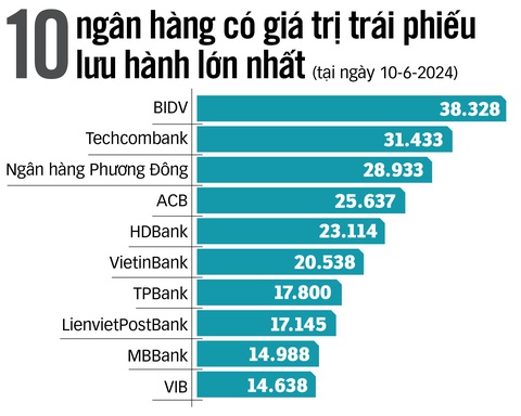 Ngân hàng thành 'trùm' phát hành trái phiếu- Ảnh 2. Giá trị lưu hành: tỉ đồng - Nguồn: Fiinratings - Đồ họa: N.KH.