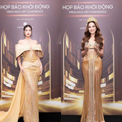 Công bố sớm tổ chức Miss Grand International 2027 tại Việt Nam để làm gì?- Ảnh 2. Hoa hậu Hòa bình Việt Nam Đoàn Thiên Ân và Lê Hoàng Phương đồng hành trong hành trình tìm kiếm người đẹp kế nhiệm vương miện.