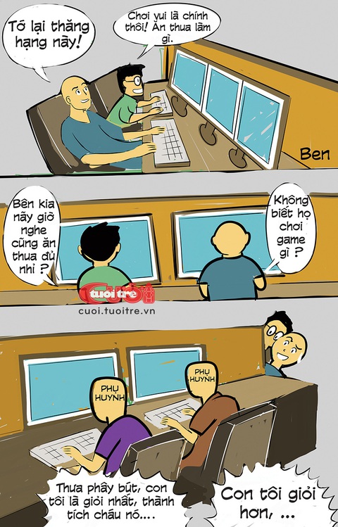 Phụ huynh quyết ăn thua trên Facebook- Ảnh 1. Phụ huynh quyết ăn thua trên Facebook - Tranh: BEN