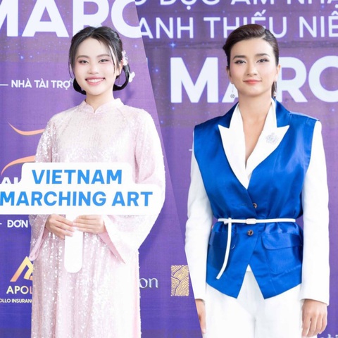 Phương Mỹ Chi (bìa trái) và Kim Tuyến cho biết vinh dự, tự hào khi đồng hành cùng Vietnam Marching Art - Ảnh: BTC Phương Mỹ Chi (trái) và Kim Tuyến cho biết vinh dự, tự hào khi đồng hành cùng Vietnam Marching Art - Ảnh: BTC