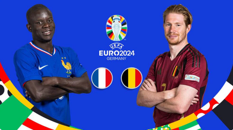 Máy tính soi tỉ số Euro 2024: Pháp thắng Bỉ 2-1- Ảnh 1. Máy tính dự đoán đội tuyển Pháp sẽ đánh bại Bỉ ở vòng 16 đội Euro 2024, lúc 23h ngày 1-7 - Ảnh: UEFA