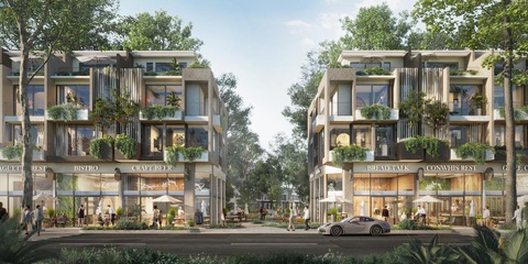 Những 'ngôi nhà giữa rừng' tại vùng đất Blue Zones- Ảnh 5. Mặt trước những căn Shophouse Boulevard tiếp giáp đại lộ Boulevard đáp ứng trọn vẹn nhu cầu kinh doanh của khách thuê