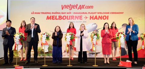 Khai trương đường bay kết nối Melbourne với Hà Nội- Ảnh 1. Lễ khai trương đường bay mới Hà Nội - Melbourne diễn ra tại Melbourne (Australia) - Ảnh: TÀI NGUYỄN