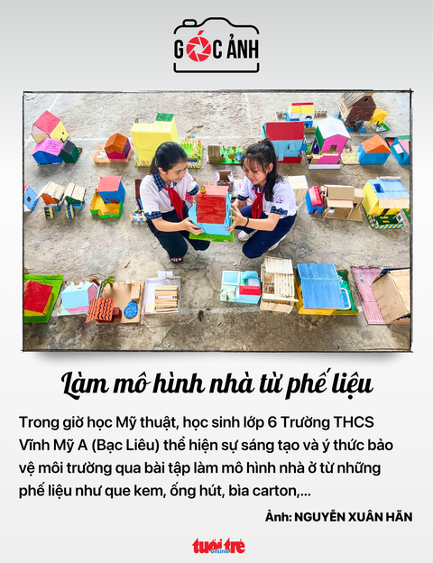 Tin tức sáng 5-6: 2 doanh nghiệp vốn hóa vượt 10 tỉ USD trên sàn chứng khoán- Ảnh 10. Làm mô hình nhà từ phế liệu - Ảnh: NGUYỄN XUÂN HÃN