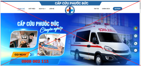 Quảng cáo là 'tốp đầu vận chuyển cấp cứu', kiểm tra lòi ra cơ sở không phép- Ảnh 1. Quảng cáo trái phép của Công ty TNHH cấp cứu Phước Đức đặt tại số 505/7 Bến Bình Đông, phường 13, quận 8, TP.HCM - Ảnh: Sở Y tế TP.HCM cung cấp