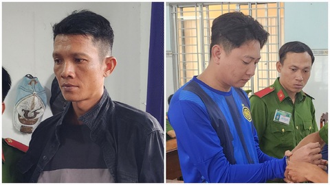 Bắt thêm đồng phạm nhóm 'bảo kê' bao chiếm mặt biển Kiên Giang- Ảnh 2. Đối tượng cầm đầu nhóm gây rối Phạm Minh Quyết (trái) và Thái Quốc Tịnh - Ảnh: VĂN VŨ