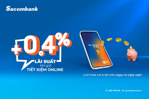 Gửi tiết kiệm trực tuyến hưởng lãi suất cao hơn tại quầy- Ảnh 1. Gửi tiết kiệm trực tuyến hưởng lãi suất cao hơn tại quầy - Ảnh: Sacombank