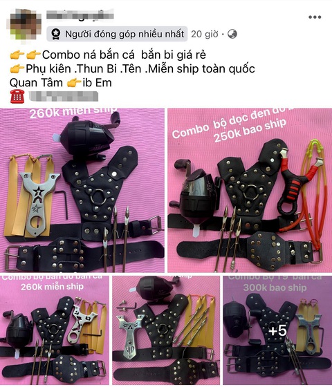 Ná được bán nhiều trên mạng xã hội với giá vài trăm ngàn đồng - Ảnh: XUÂN ĐOÀN chụp màn hình Ná được bán nhiều trên mạng xã hội với giá vài trăm ngàn đồng - Ảnh: XUÂN ĐOÀN chụp màn hình