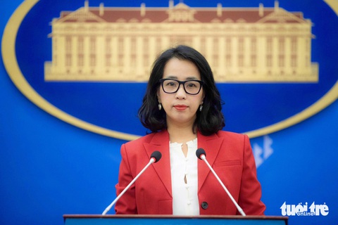 Người phát ngôn Bộ Ngoại giao Phạm Thu Hằng trong buổi họp báo ngày 6-6 - Ảnh: NGUYỄN KHÁNH Người phát ngôn Bộ Ngoại giao Phạm Thu Hằng trong buổi họp báo ngày 6-6 - Ảnh: NGUYỄN KHÁNH