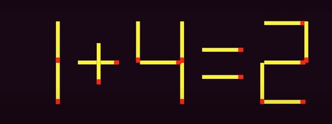 Thử tài IQ: Di chuyển hai que diêm để 1+4=2 thành phép tính đúng- Ảnh 1.