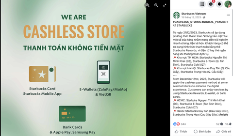 Một chuỗi cà phê từ chối thanh toán tiền mặt- Ảnh 2. Theo Starbucks, việc chuyển qua hình thức thanh toán 100% không tiền mặt mang đến trải nghiệm nhanh chóng, tiện lợi hơn cho khách hàng - Ảnh: Chụp màn hình