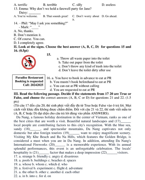 Đề thi và gợi ý bài giải môn tiếng Anh thi vào lớp 10 TP.HCM- Ảnh 2. Đề thi và gợi ý bài giải môn tiếng Anh thi vào lớp 10 TP.HCM- Ảnh 2.