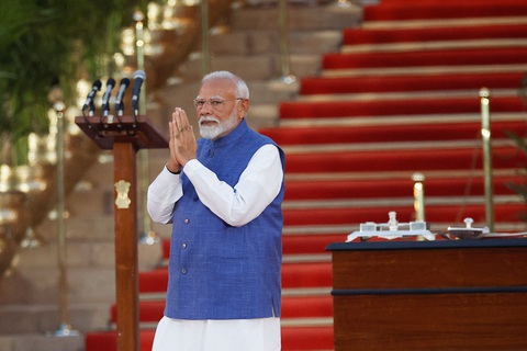 Ông Narendra Modi tuyên thệ nhậm chức thủ tướng Ấn Độ nhiệm kỳ 3, ngày 9-6 - Ảnh: REUTERS Ông Narendra Modi tuyên thệ nhậm chức thủ tướng Ấn Độ nhiệm kỳ 3, ngày 9-6 - Ảnh: REUTERS