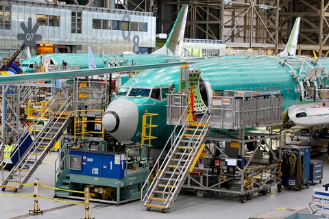 Dòng máy bay Boeing 737 MAX được sản xuất tại nhà máy ở bang Washington, Mỹ - Ảnh: REUTERS Dòng máy bay Boeing 737 MAX được sản xuất tại nhà máy ở bang Washington, Mỹ - Ảnh: REUTERS