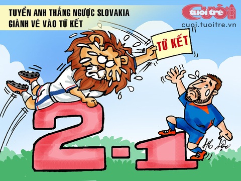 Những chú sư tử Anh vất vả thắng ngược Slovakia- Ảnh 1. Những chú sư tử Anh vất vả thắng ngược Slovakia - Tranh: Hữu Lộc
