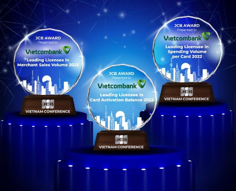 Khám phá sản phẩm thẻ tín dụng cao cấp Vietcombank JCB Platinum- Ảnh 3. Vietcombank vinh dự nhận 03 giải thưởng từ tổ chức thẻ quốc tế JCB - Ảnh: VCB