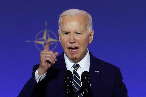 Tổng thống Mỹ Joe Biden phát biểu tại một sự kiện ở hội nghị thượng đỉnh NATO ở Washington (Mỹ) vào ngày 9-7 - Ảnh: REUTERS Tổng thống Mỹ Joe Biden phát biểu tại một sự kiện ở hội nghị thượng đỉnh NATO ở Washington (Mỹ) vào ngày 9-7 - Ảnh: REUTERS