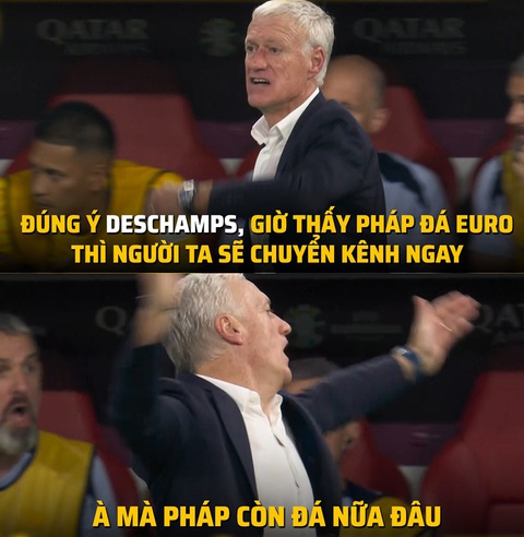 Ảnh chế Yamal tỏa sáng ở Euro 2024 tiễn tuyển Pháp về nước- Ảnh 4. Trước trận đấu, HLV Deschamps nổi cáu khi tuyển Pháp bị chê nhàm chán: 'Nếu bạn thấy chán, hãy xem một trận đấu khác’... Và bây giờ đã trở thành hiện thực.
