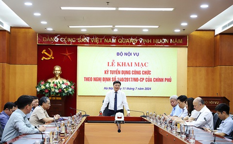 10 sinh viên xuất sắc, cán bộ khoa học trẻ dự tuyển vào công chức Bộ Nội vụ- Ảnh 1. Quang cảnh lễ khai mạc kỳ tuyển dụng - Ảnh: Bộ Nội vụ