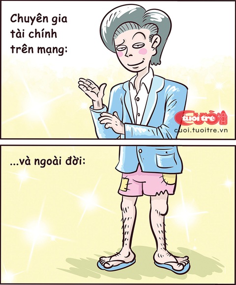 Chuyên gia dạy làm giàu... có giàu không?- Ảnh 2. Chuyên gia dạy làm giàu ở ngoài đời - Tranh: Anh Trọc Comics