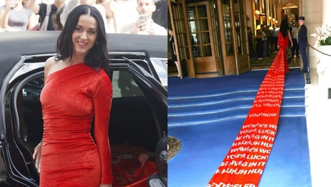 Katy Perry trở lại với single ‘Woman's World’, liệu có bùng nổ?- Ảnh 2. Katy xuất hiện cùng tà váy dài 200m in toàn bộ lời ca khúc Woman's World.