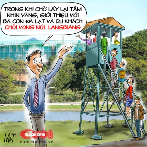 Sáng kiến cho Đà Lạt: Chòi vọng núi Langbiang- Ảnh 1. Sáng kiến cho Đà Lạt: Chòi vọng núi Langbiang - Tranh: Đỗ Minh Tuấn