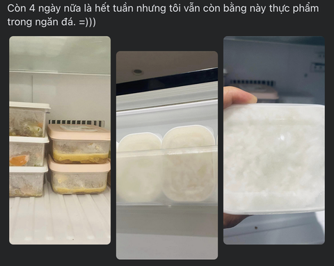 Cô gái nhận bão chỉ trích với kế hoạch tiền ăn 1,3 triệu/tháng- Ảnh 2. Cô gái trẻ tiết lộ số thức ăn đã đóng hộp vẫn chưa sử dụng hết trong tuần (Ảnh chụp màn hình)