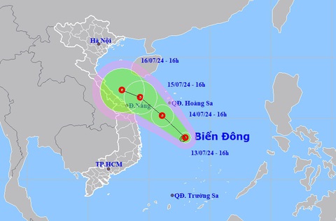 Áp thấp nhiệt đới trên Biển Đông, hướng di chuyển vào miền Trung- Ảnh 1. Đường đi áp thấp nhiệt đới trên Biển Đông - Ảnh: TRUNG TÂM DỰ BÁO KHÍ TƯỢNG THỦY VĂN QUỐC GIA