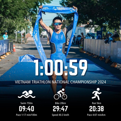 Giành huy chương vàng, Lâm Quang Nhật phá sâu kỷ lục triathlon quốc gia- Ảnh 4. Lâm Quang Nhật phá sâu kỷ lục triathlon quốc gia - Ảnh: FBNV