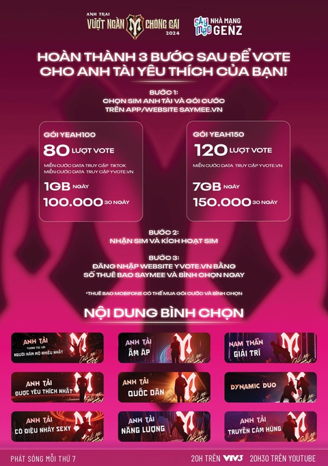 Nhà mạng Saymee hướng dẫn bình chọn Anh Trai Vượt Ngàn Chông Gai- Ảnh 1. Saymee giúp khách hàng thỏa sức bình chọn cho Anh Tài yêu thích
