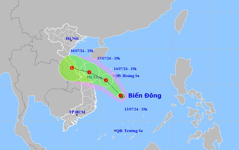 Áp thấp nhiệt đới hướng vào Quảng Bình - Quảng Ngãi, đêm nay nhiều nơi mưa to- Ảnh 1. Vị trí và hướng di chuyển của áp thấp nhiệt đới - Ảnh: NCHMF