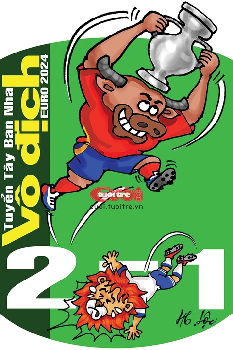 Copa - Euro: Kết thúc bữa tiệc bóng đá, ai về giường người nấy- Ảnh 1. Tây Ban Nha thắng Anh 2-1 ở trận chung kết Euro 2024 - Tranh: Hữu Lộc