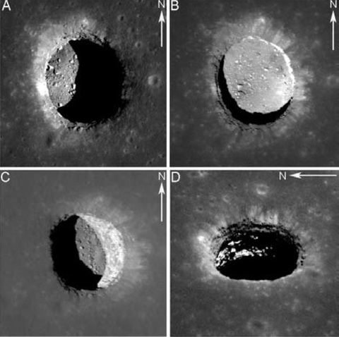 Lần đầu phát hiện hang động trên Mặt trăng- Ảnh 3. Hố Mare Tranquillitatis với nhiều góc chụp khác nhau - Ảnh: James W. Ashley