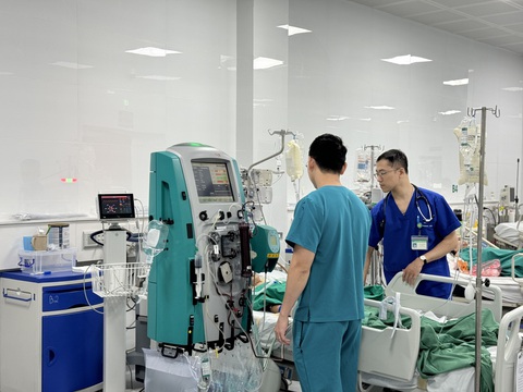 Bác sĩ điều trị cho bệnh nhi nguy kịch sau khi bị ong đốt - Ảnh: Bệnh viện cung cấp Bác sĩ điều trị cho bệnh nhi nguy kịch sau khi bị ong đốt - Ảnh: Bệnh viện cung cấp