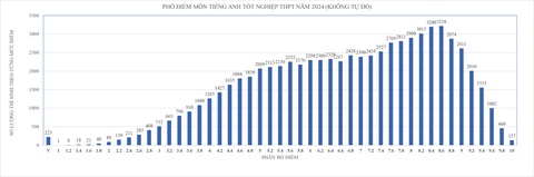 Phổ điểm thi tốt nghiệp các môn ở TP.HCM- Ảnh 9. Phổ điểm thi tốt nghiệp THPT 2024 môn tiếng Anh