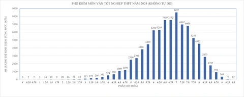 Phổ điểm thi tốt nghiệp các môn ở TP.HCM- Ảnh 1. Phổ điểm thi tốt nghiệp THPT 2024 môn văn
