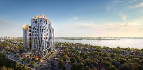 Chìa khóa cân bằng cuộc sống và công việc cho dân văn phòng thế hệ trẻ- Ảnh 2. Tòa văn phòng giáp ba mặt đường lớn thông thoáng gồm Võ Chí Công, Lạc Long Quân và Nguyễn Hoàng Tôn, với tầm view ôm trọn hồ Tây -