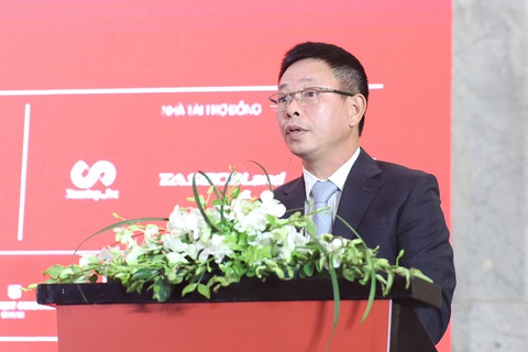 150 VĐV tham dự Giải vô địch golf quốc gia 2024, tranh 1,2 tỉ đồng tiền thưởng- Ảnh 1. Ông Phùng Công Sưởng - tổng biên tập báo Tiền Phong - phát biểu tại buổi họp báo Giải golf vô địch quốc gia 2024 - Ảnh: NHƯ Ý