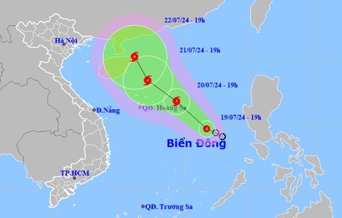 Áp thấp nhiệt đới khả năng mạnh lên thành bão, Tây Nguyên và Nam Bộ mưa lớn diện rộng- Ảnh 1. Vị trí và hướng di chuyển áp thấp nhiệt đới - Ảnh: NCHMF