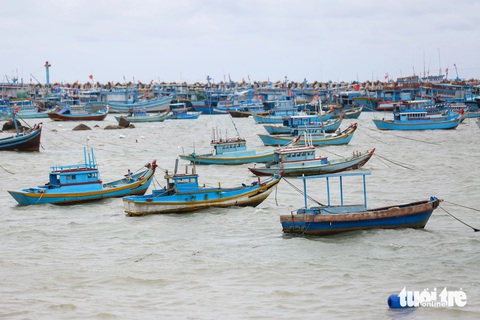 Thời tiết hôm nay 20-7: Nam Bộ mưa to, áp thấp nhiệt đới di chuyển về quần đảo Hoàng Sa- Ảnh 1. Ghe, thuyền của ngư dân neo đậu tại nơi an toàn của đảo Phú Quý, tỉnh Bình Thuận chiều 19-7 - Ảnh: PHƯƠNG QUYÊN