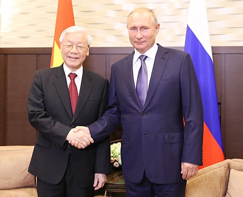 Tổng thống Liên bang Nga Vladimir Putin đón tiếp và hội đàm với Tổng bí thư Nguyễn Phú Trọng năm 2018 - Ảnh: TTXVN Tổng thống Liên bang Nga Vladimir Putin đón tiếp và hội đàm với Tổng bí thư Nguyễn Phú Trọng năm 2018 - Ảnh: TTXVN