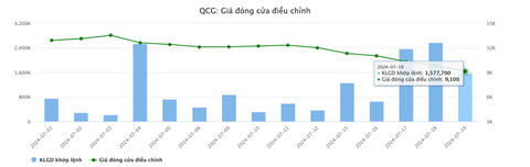 Cổ phiếu Quốc Cường Gia Lai bị bán tháo, vốn hóa 'bay' nghìn tỉ từ khi bà Loan không xuất hiện- Ảnh 2. Diễn biến đi xuống của cổ phiếu QCG - Ảnh: Vietstockfinance
